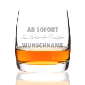 Bohemia Whiskyglas mit Gravur. Motiv: Im Kreise der Genießer
